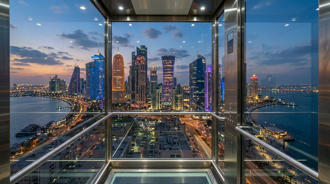 Luxury high-performance commercial elevator in West Bay, Doha, Qatar